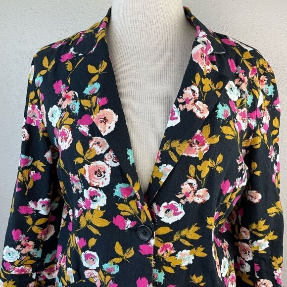 Abound Single Button Quarter Sleeve Floral Dress Jacket Size XS EUC - Picture 2 of 7